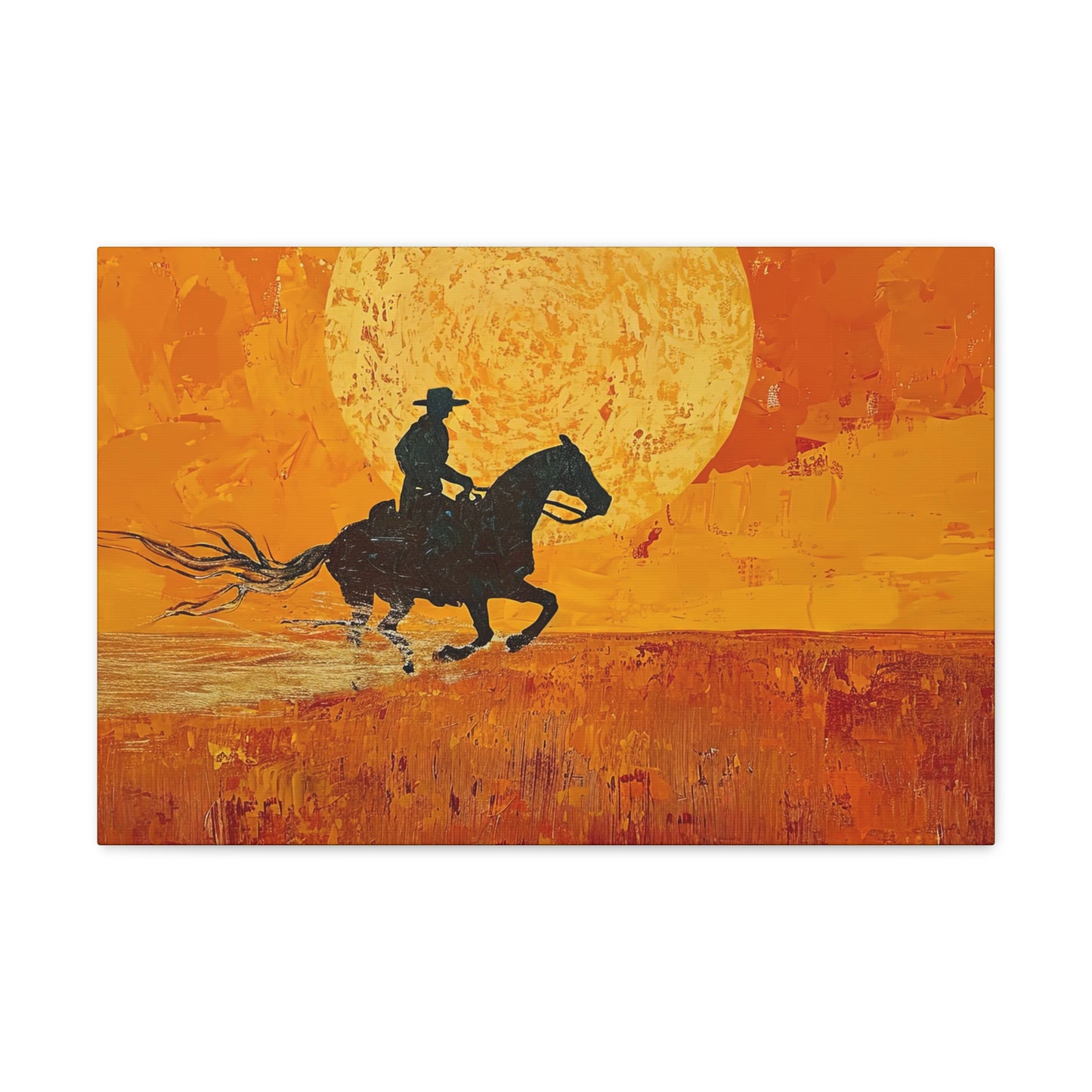 The Rider At Sunset - Canvas Gallery Wraps