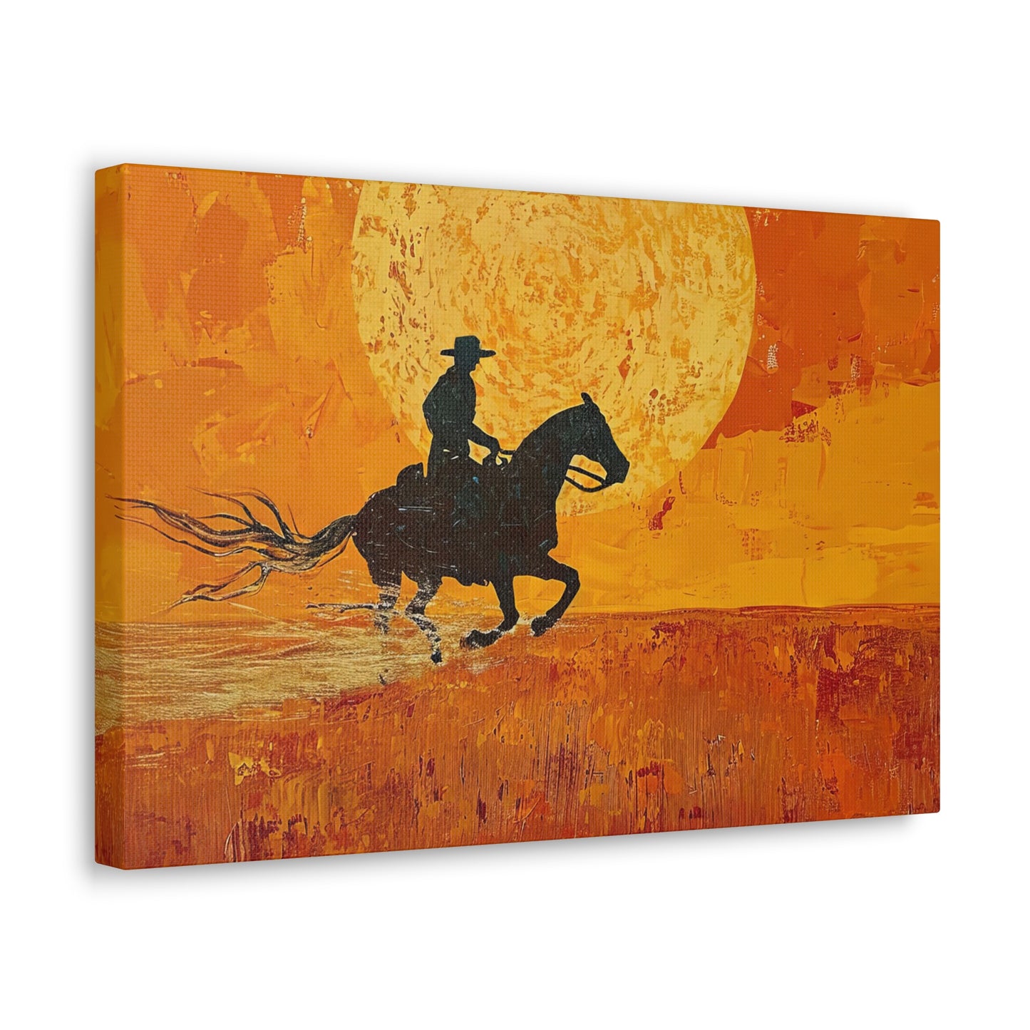 The Rider At Sunset - Canvas Gallery Wraps