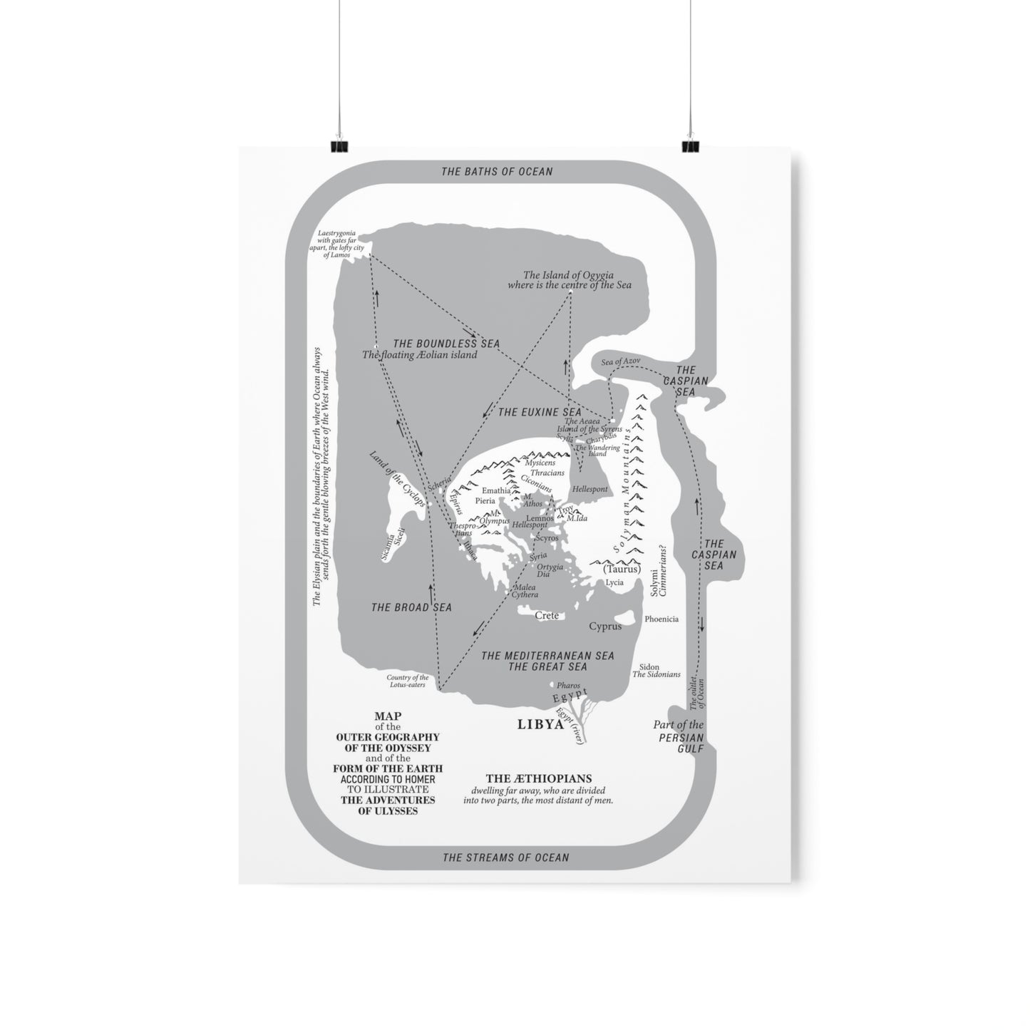 Map of the Earth from Homer's Odyssey - Premium Matte Vertical Posters