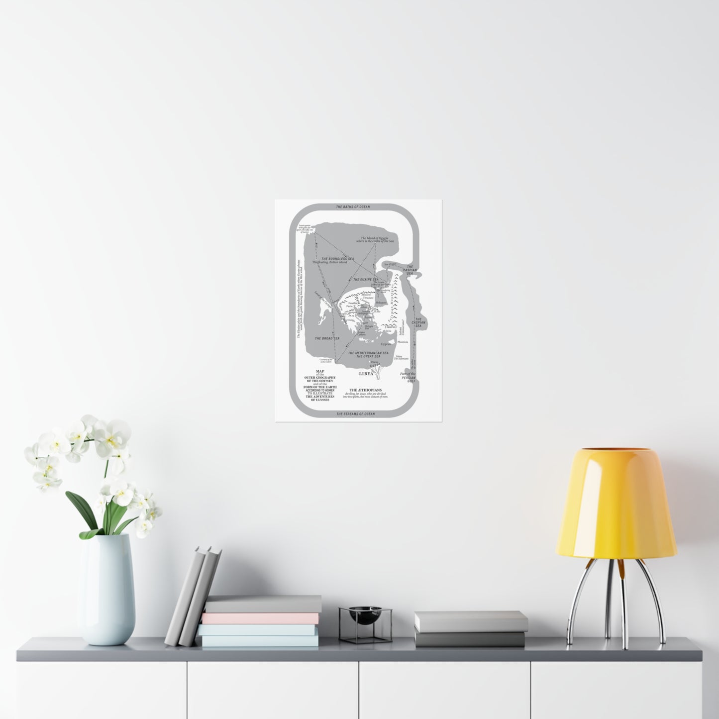 Map of the Earth from Homer's Odyssey - Premium Matte Vertical Posters