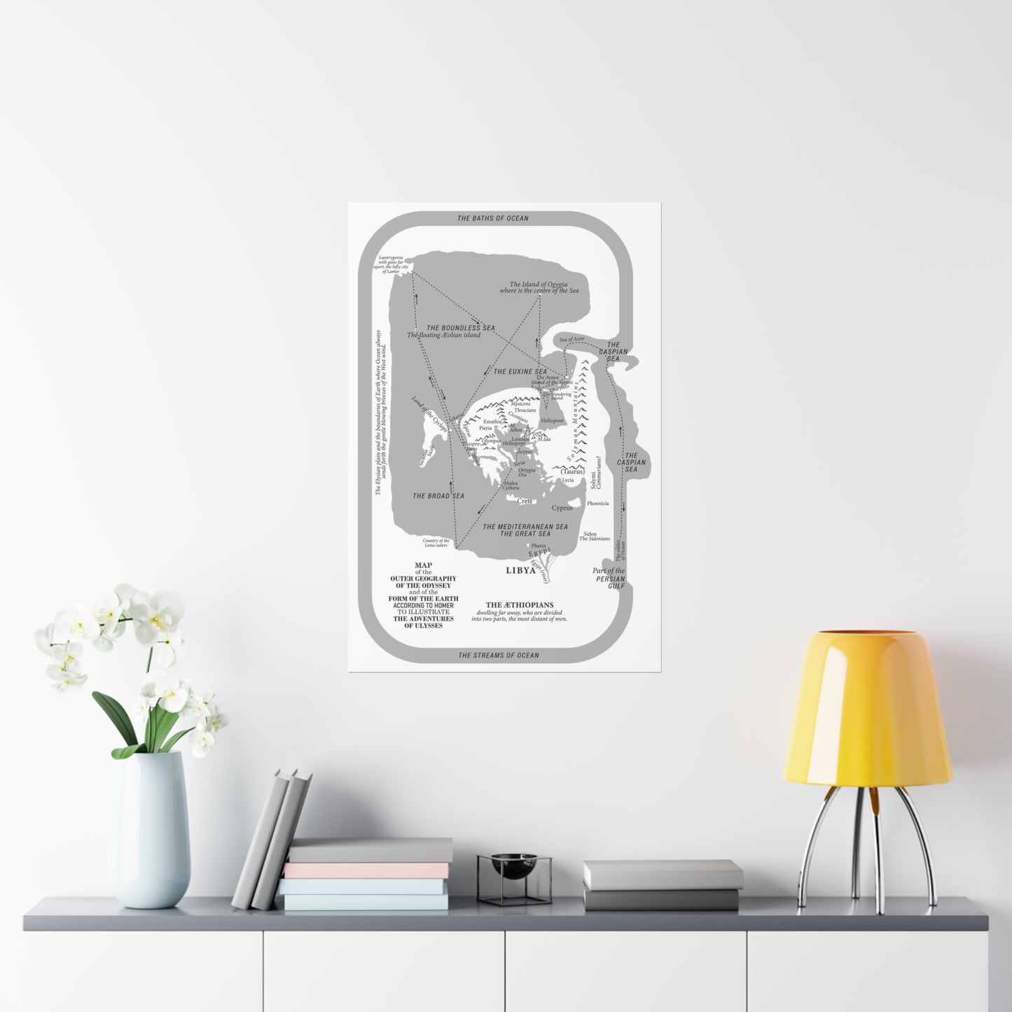 Map of the Earth from Homer's Odyssey - Premium Matte Vertical Posters