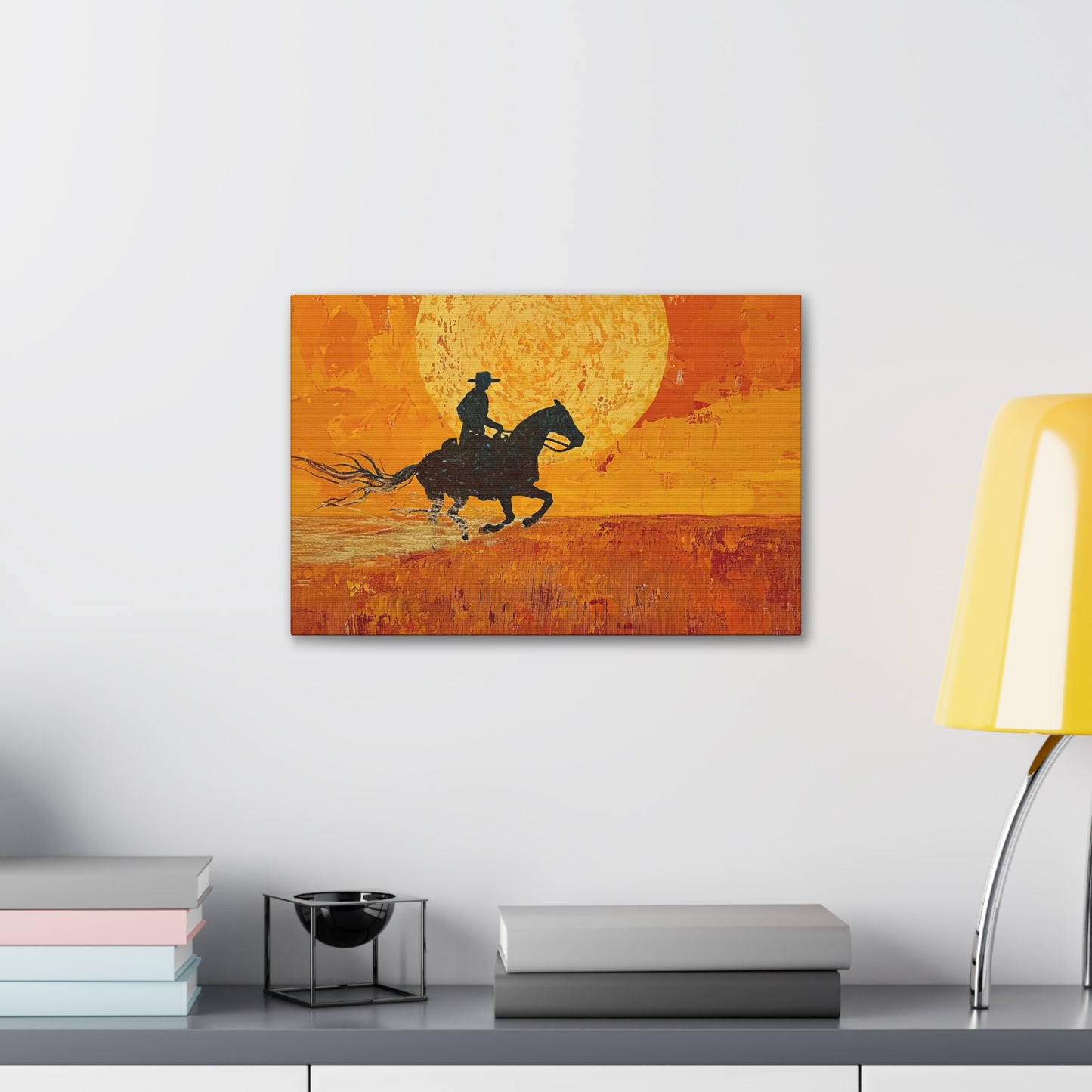 The Rider At Sunset - Canvas Gallery Wraps