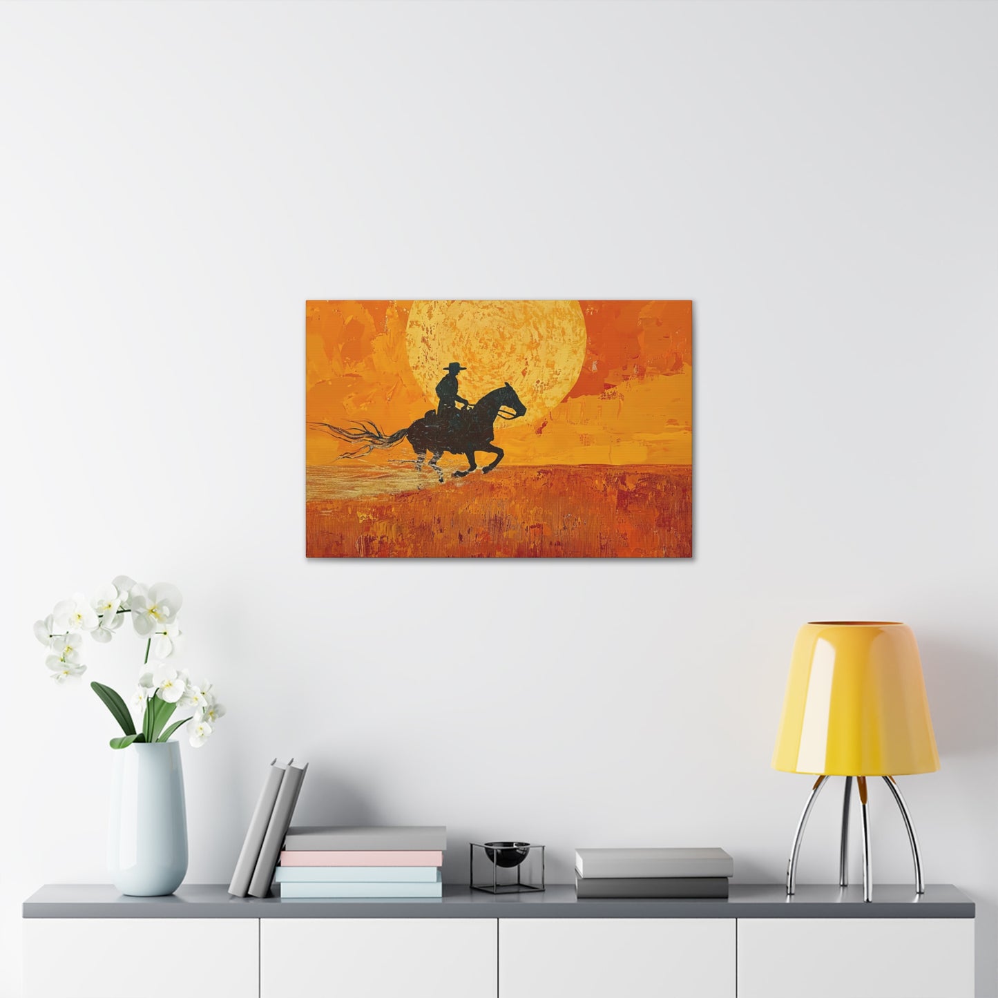 The Rider At Sunset - Canvas Gallery Wraps