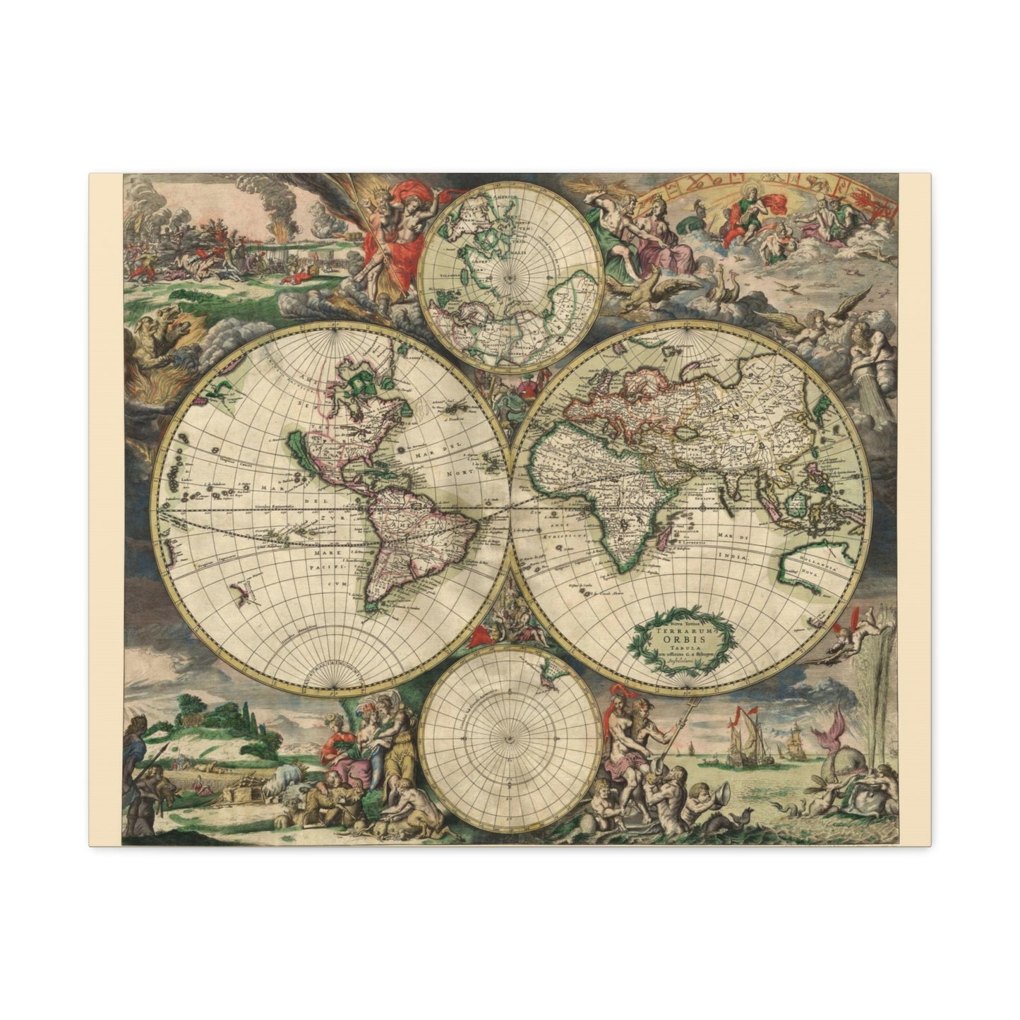 1689 World Map - Canvas Gallery Wraps