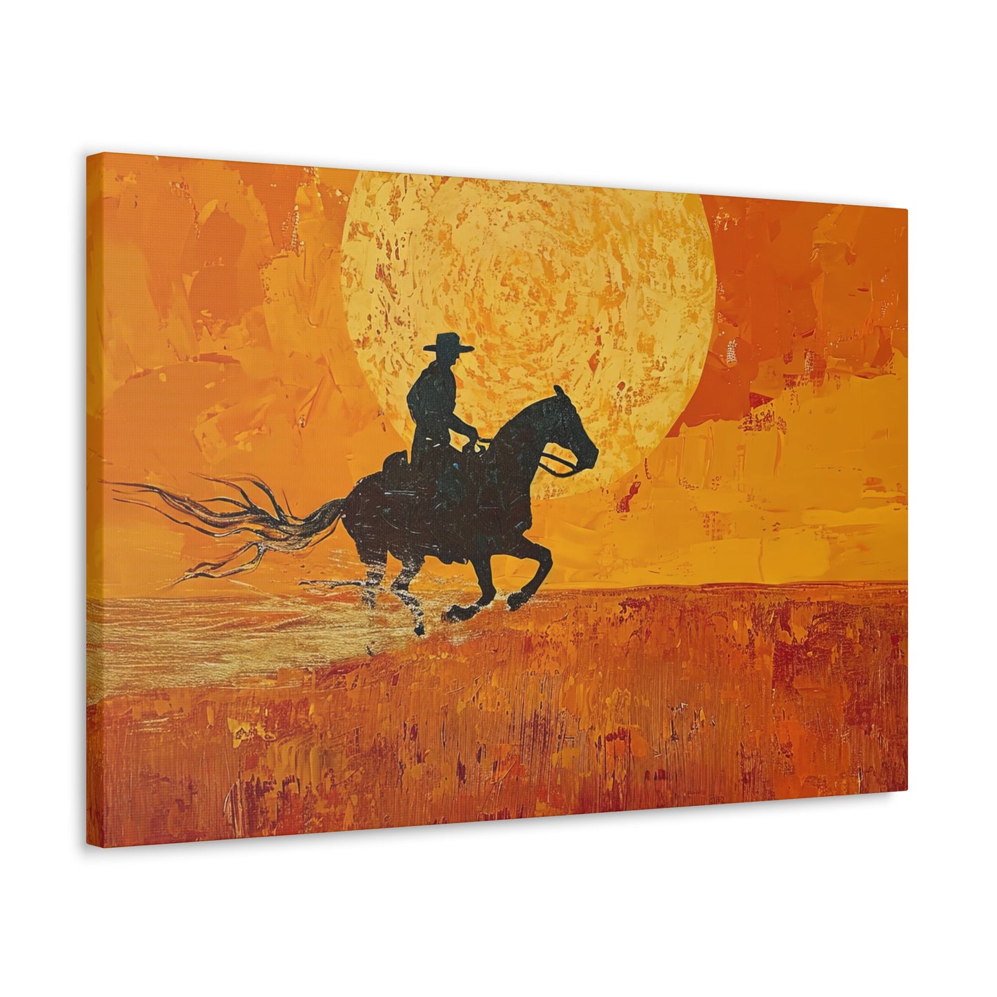 The Rider At Sunset - Canvas Gallery Wraps