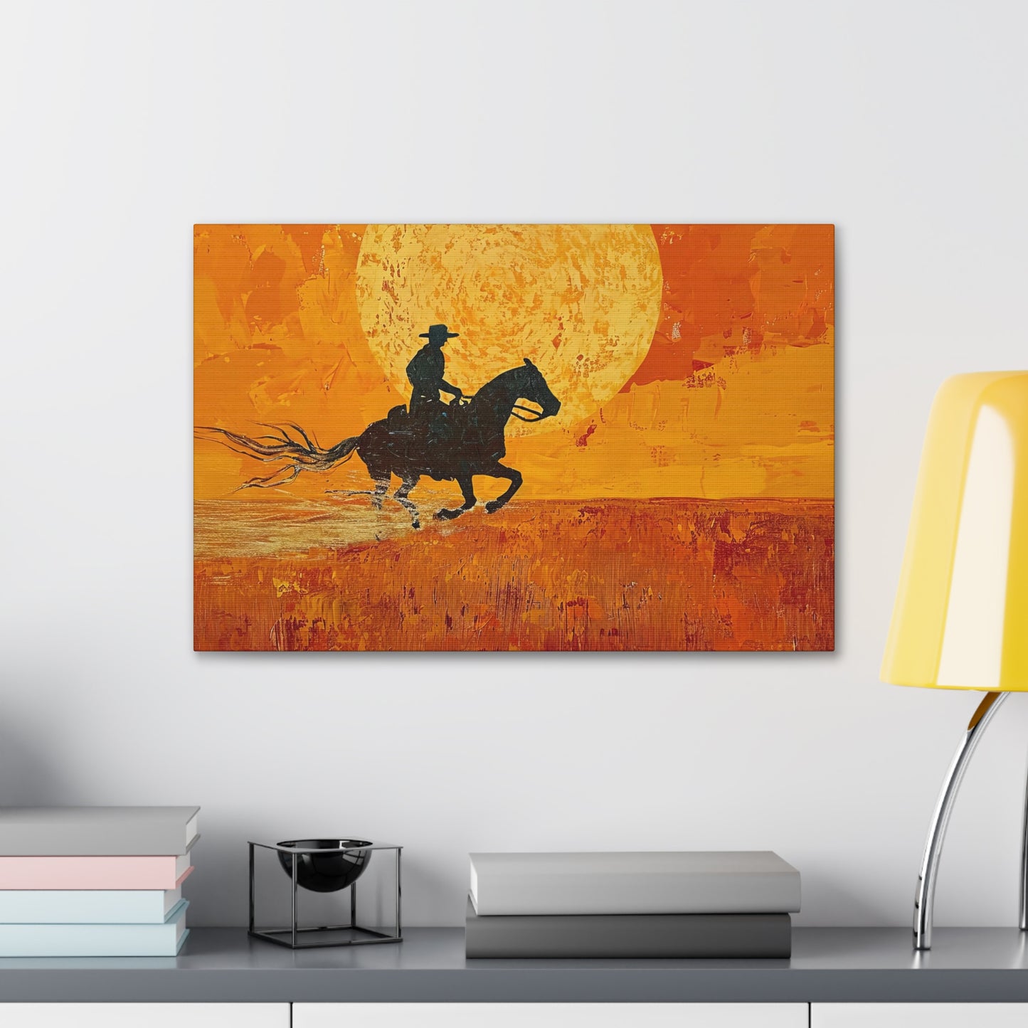 The Rider At Sunset - Canvas Gallery Wraps