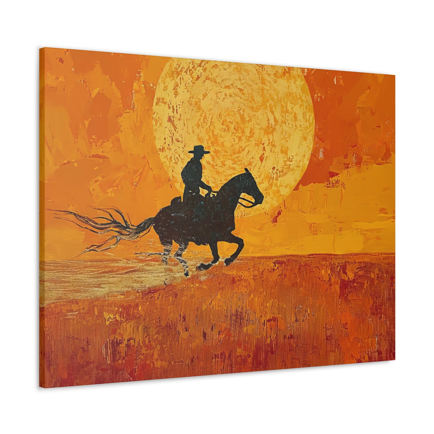 The Rider At Sunset - Canvas Gallery Wraps