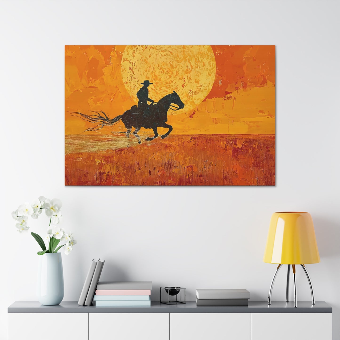 The Rider At Sunset - Canvas Gallery Wraps