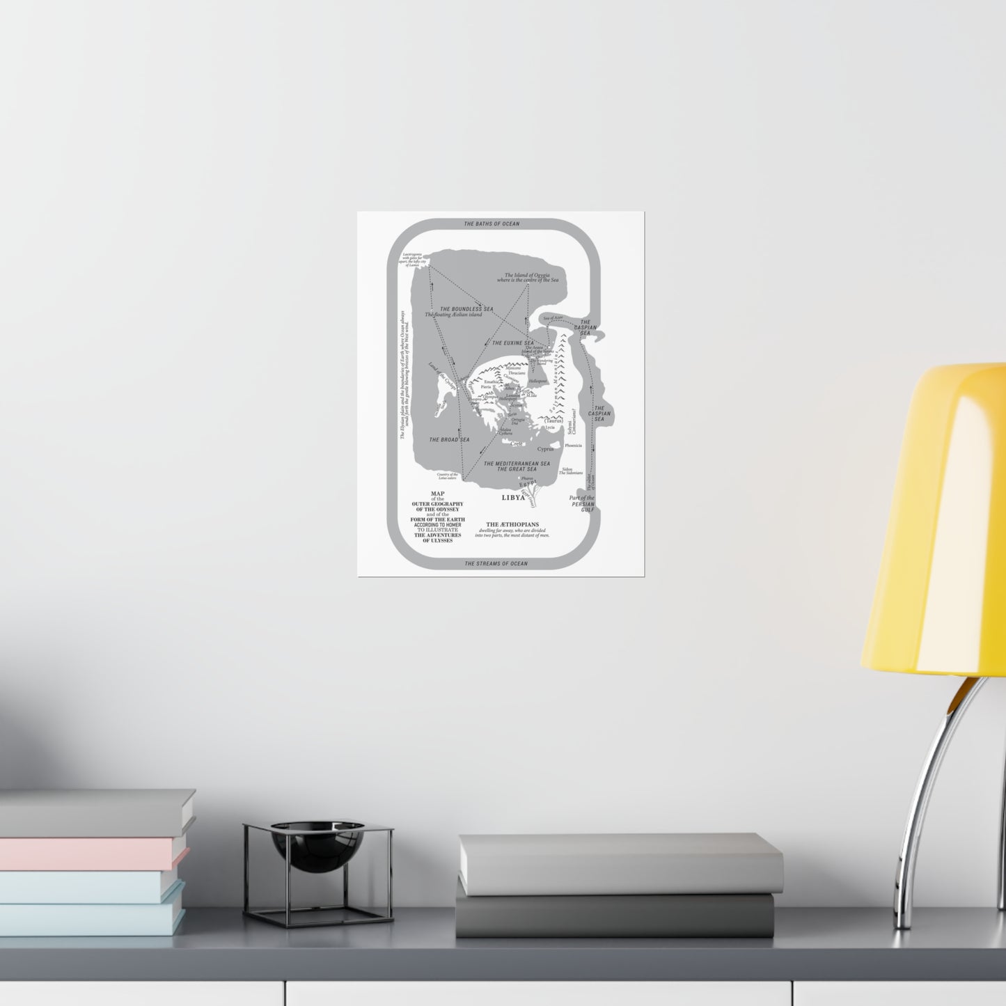 Map of the Earth from Homer's Odyssey - Premium Matte Vertical Posters