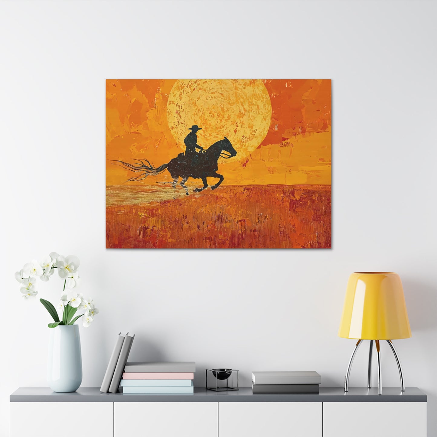 The Rider At Sunset - Canvas Gallery Wraps