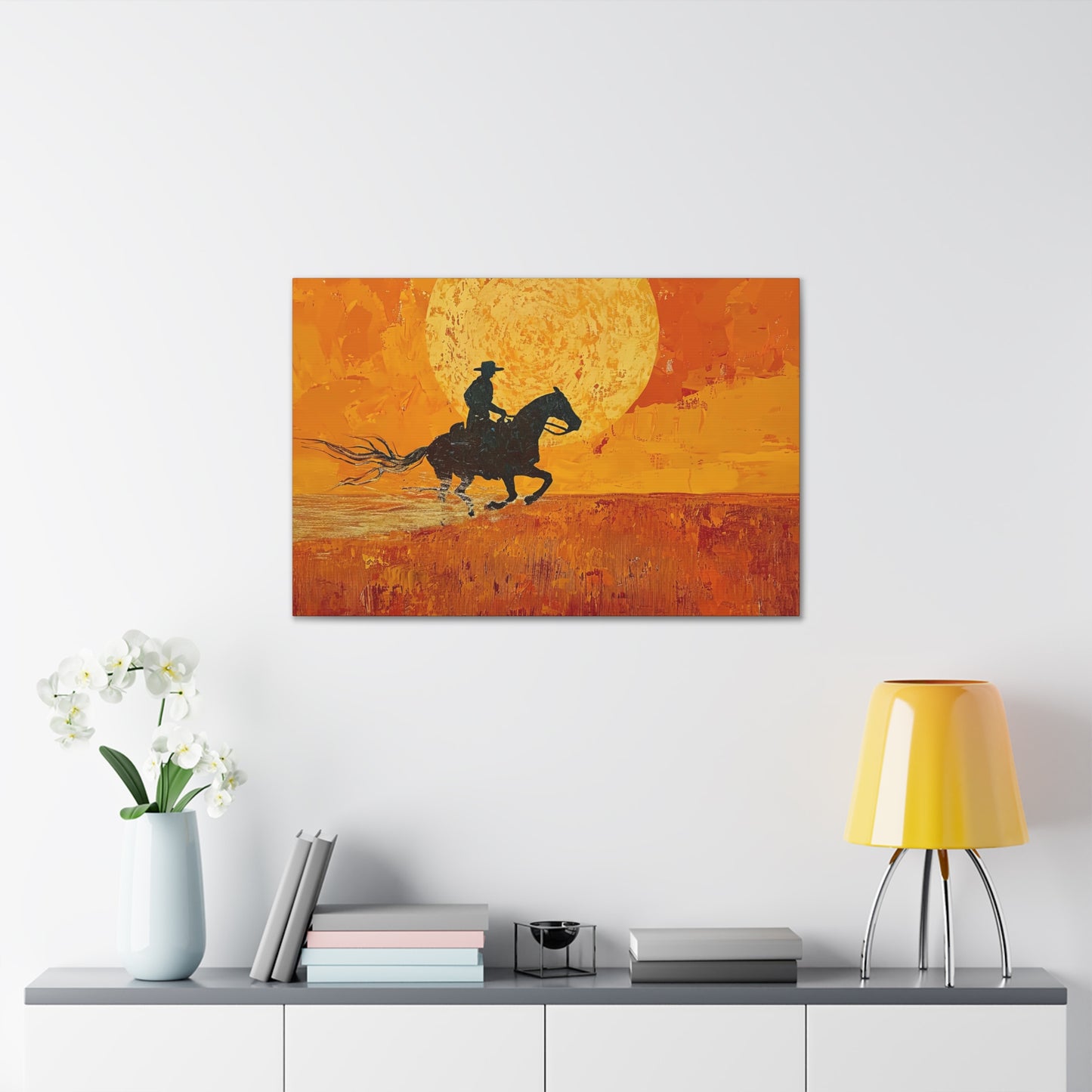 The Rider At Sunset - Canvas Gallery Wraps