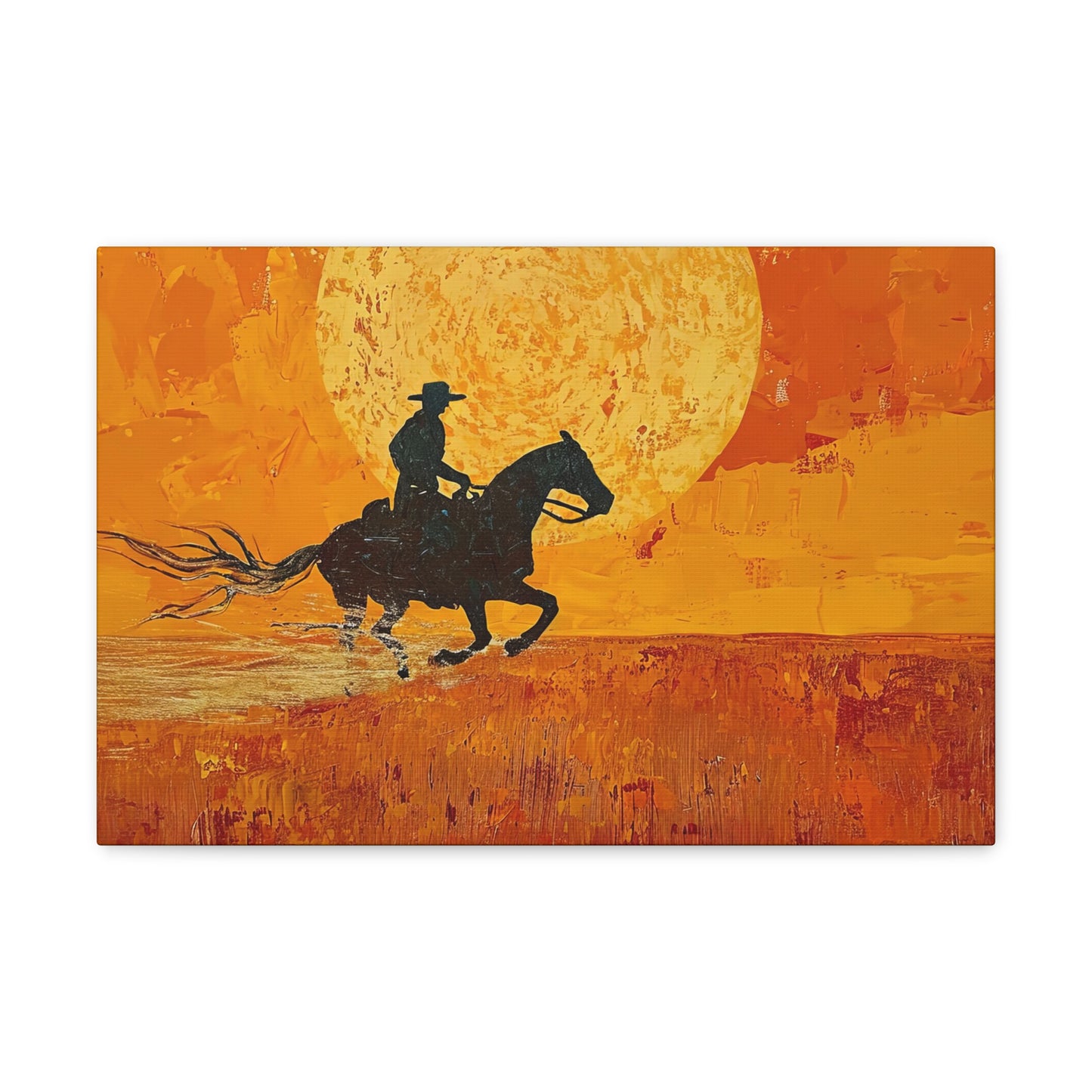 The Rider At Sunset - Canvas Gallery Wraps