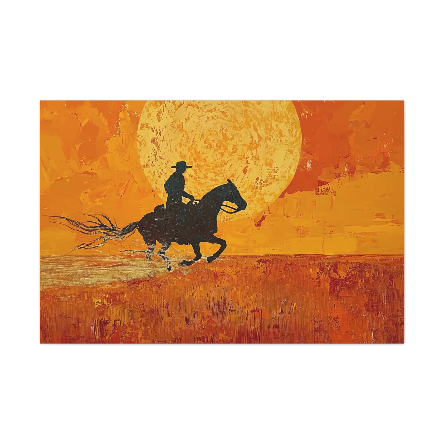 The Rider At Sunset - Canvas Gallery Wraps