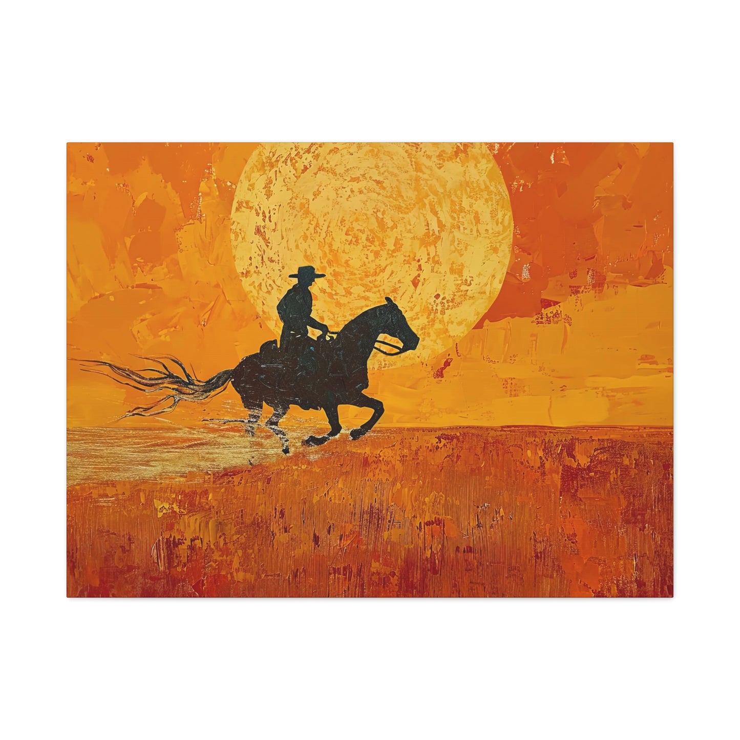 The Rider At Sunset - Canvas Gallery Wraps