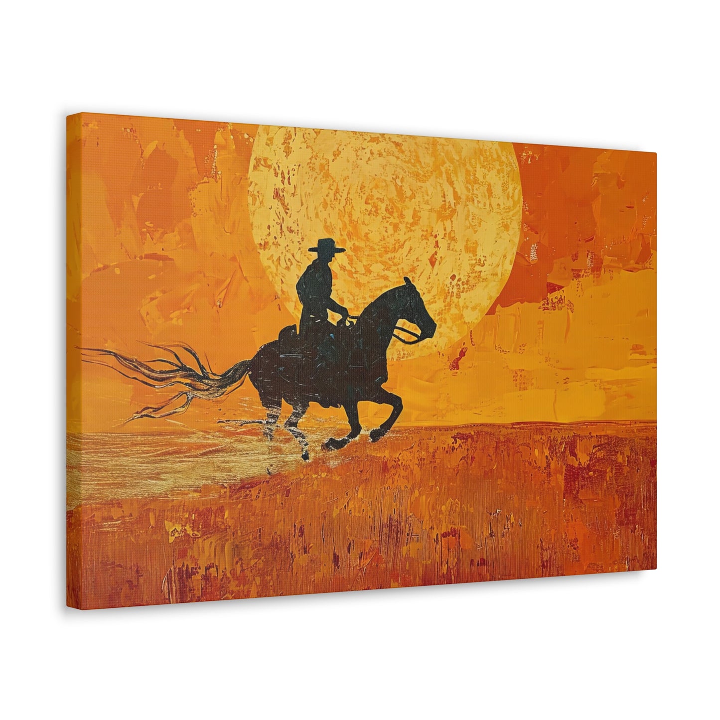 The Rider At Sunset - Canvas Gallery Wraps