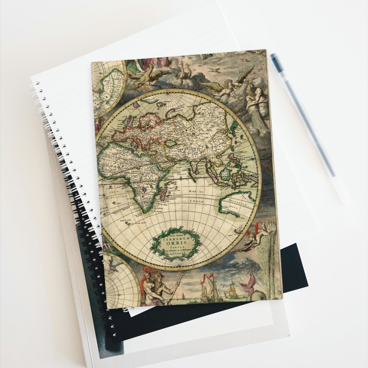 1689 World Map - Blank Hardcover Journal