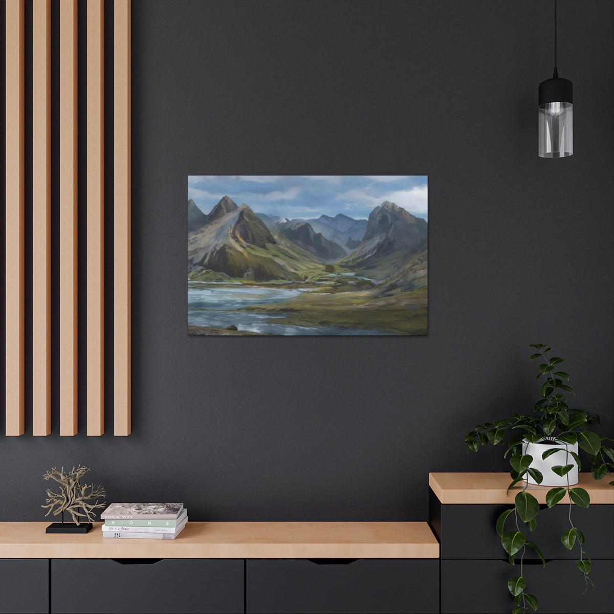 Mountainous River Valley - Canvas Gallery Wraps