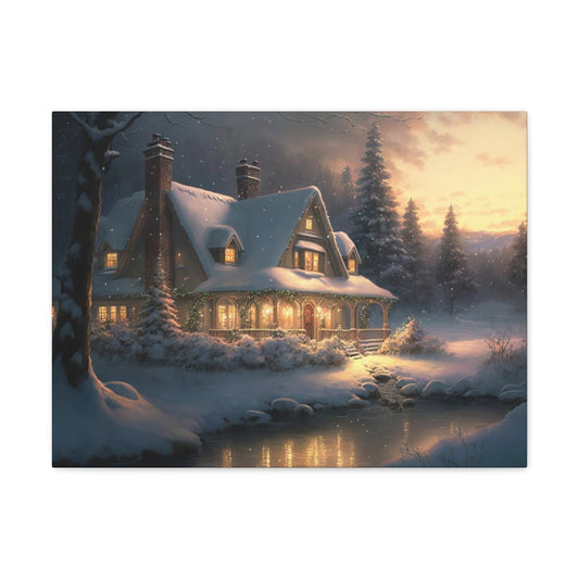 Christmas Home In The Snow - Canvas Gallery Wraps