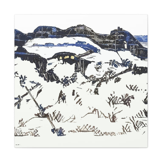 Blue Ink Winter Landscape - Canvas Gallery Wraps