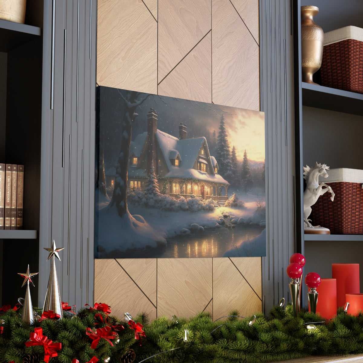 Christmas Home In The Snow - Canvas Gallery Wraps