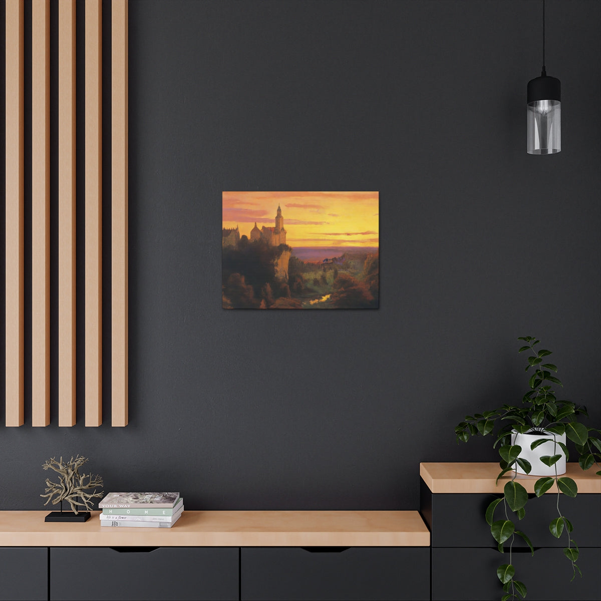 Town At Sunset - Canvas Gallery Wraps