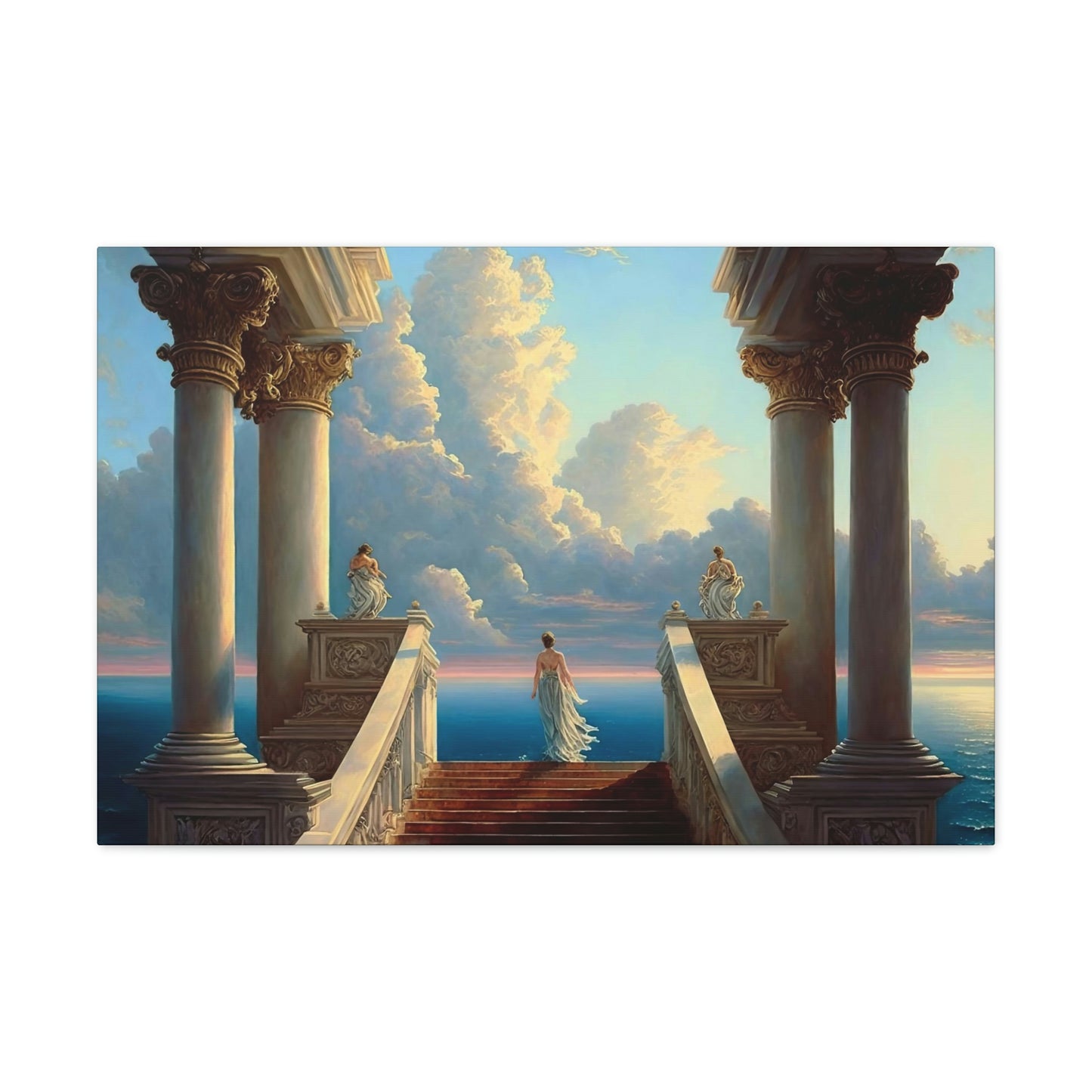 Seaside Temple / Ocean Overlook Stairway - Canvas Gallery Wraps