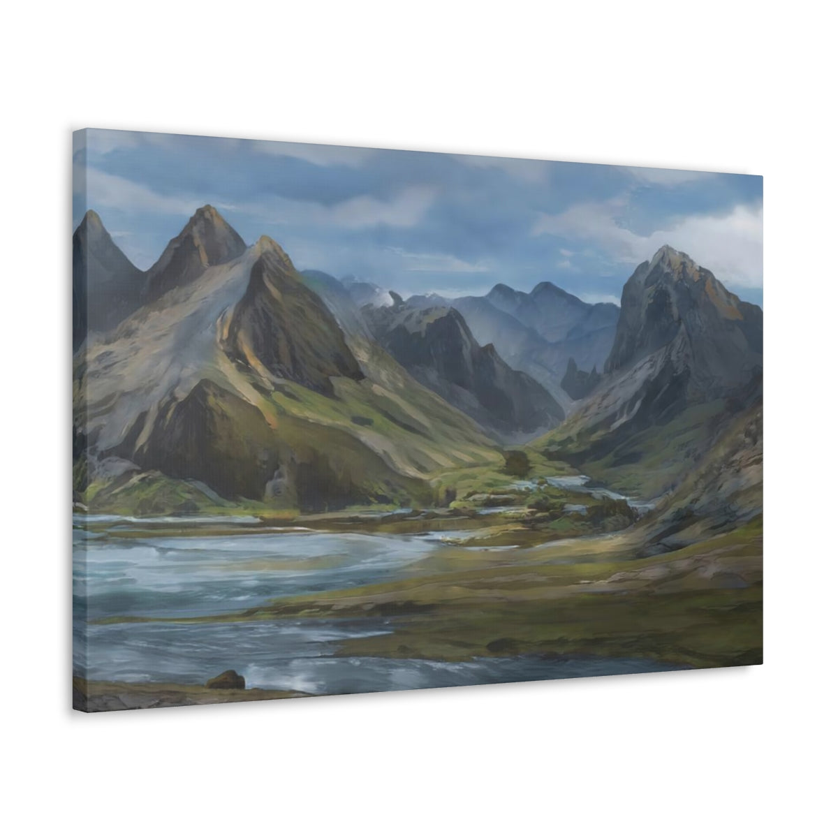 Mountainous River Valley - Canvas Gallery Wraps