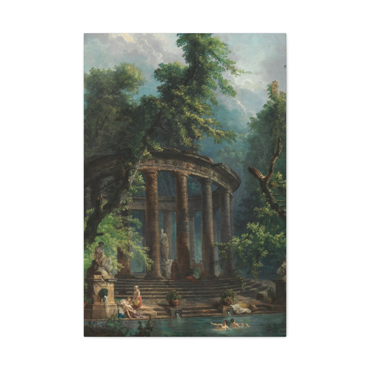 Hubert Robert - The Bathing Pool - Canvas Gallery Wraps