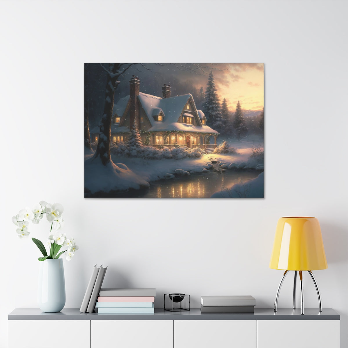 Christmas Home In The Snow - Canvas Gallery Wraps