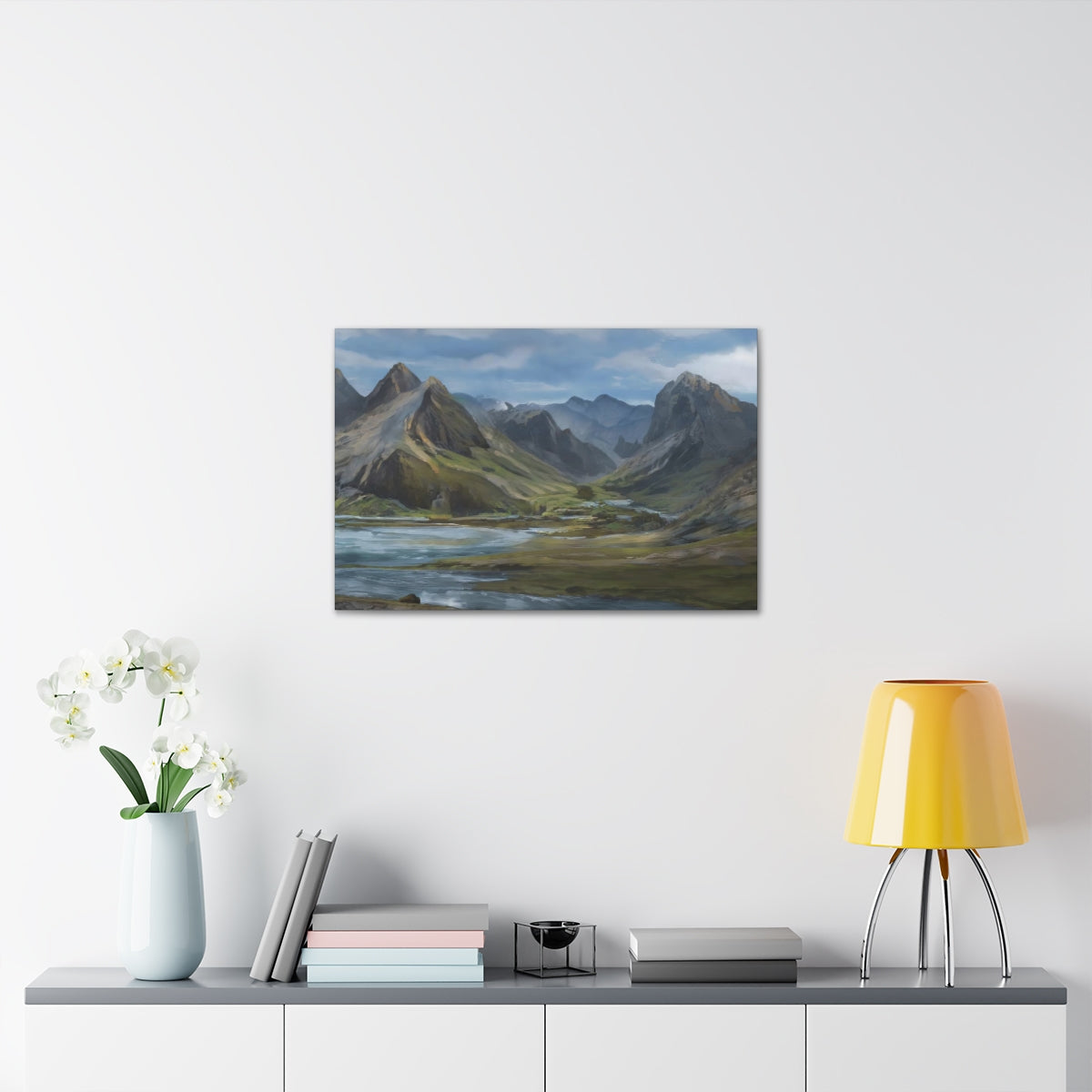 Mountainous River Valley - Canvas Gallery Wraps