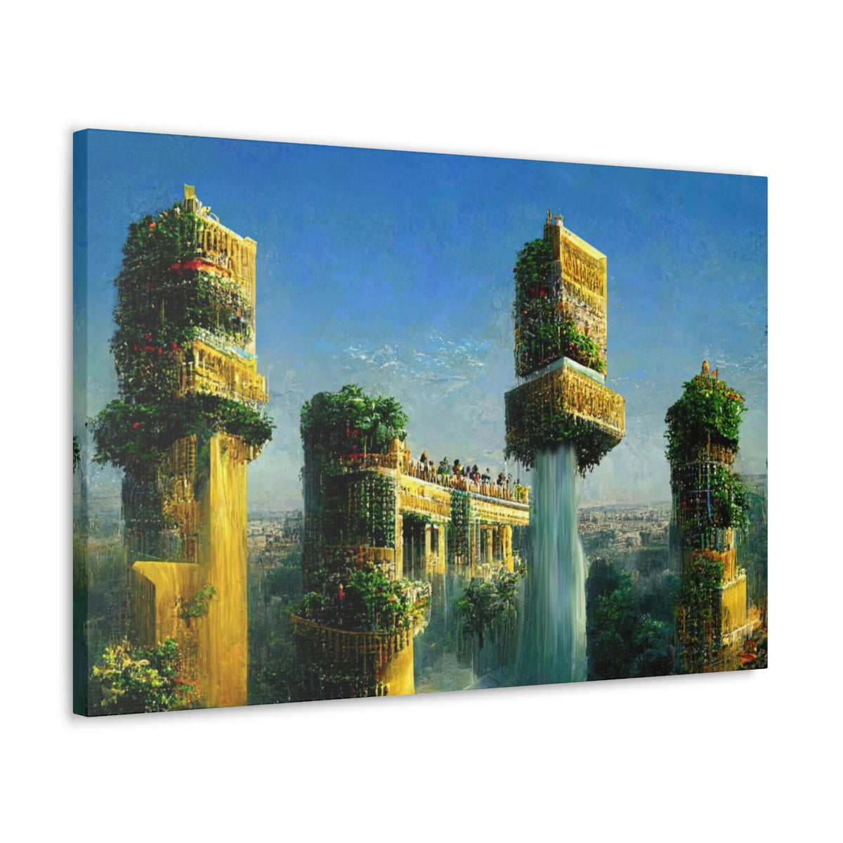 Solarpunk Hanging Gardens - Canvas Gallery Wraps