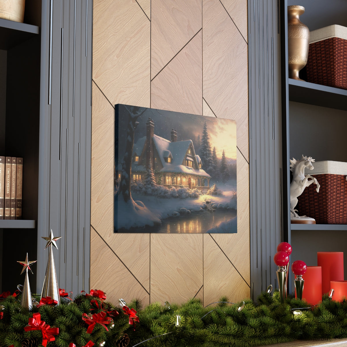 Christmas Home In The Snow - Canvas Gallery Wraps