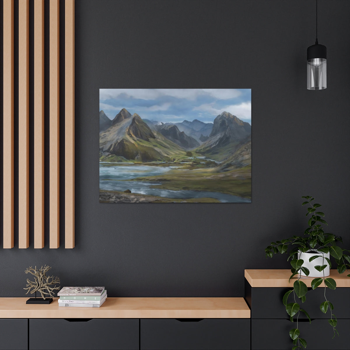 Mountainous River Valley - Canvas Gallery Wraps