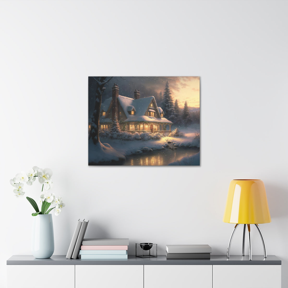 Christmas Home In The Snow - Canvas Gallery Wraps