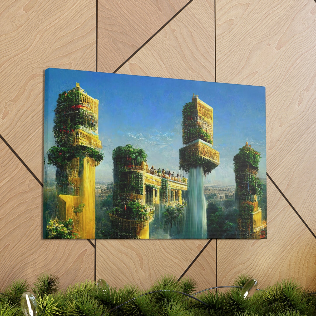 Solarpunk Hanging Gardens - Canvas Gallery Wraps