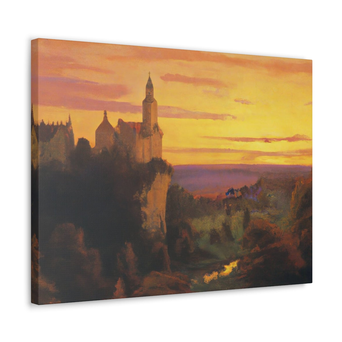 Town At Sunset - Canvas Gallery Wraps