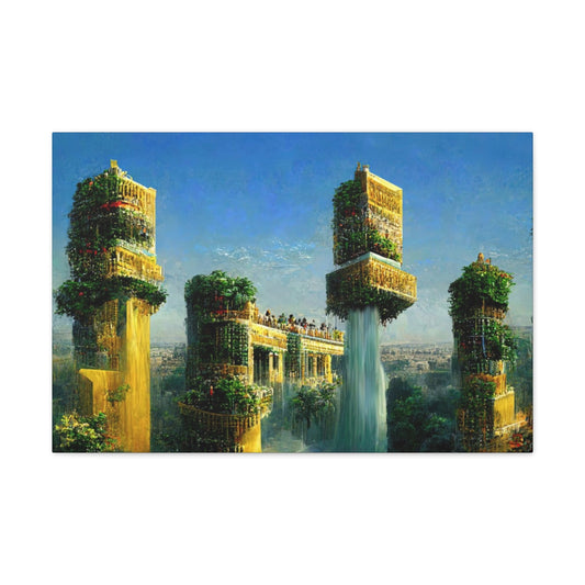 Solarpunk Hanging Gardens - Canvas Gallery Wraps