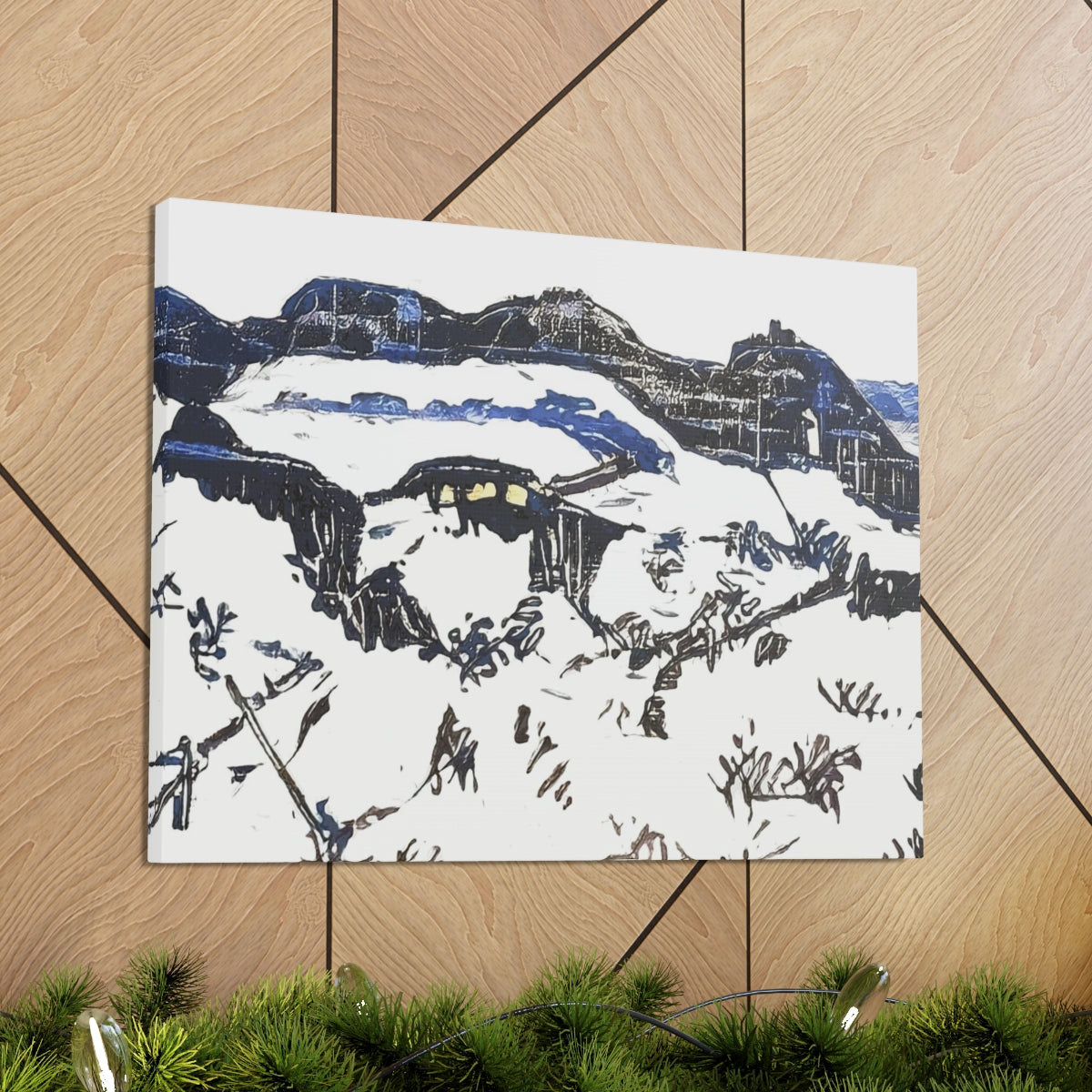 Blue Ink Winter Landscape - Canvas Gallery Wraps