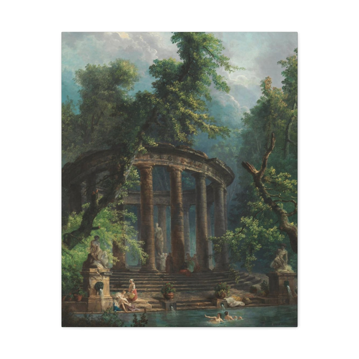 Hubert Robert - The Bathing Pool - Canvas Gallery Wraps