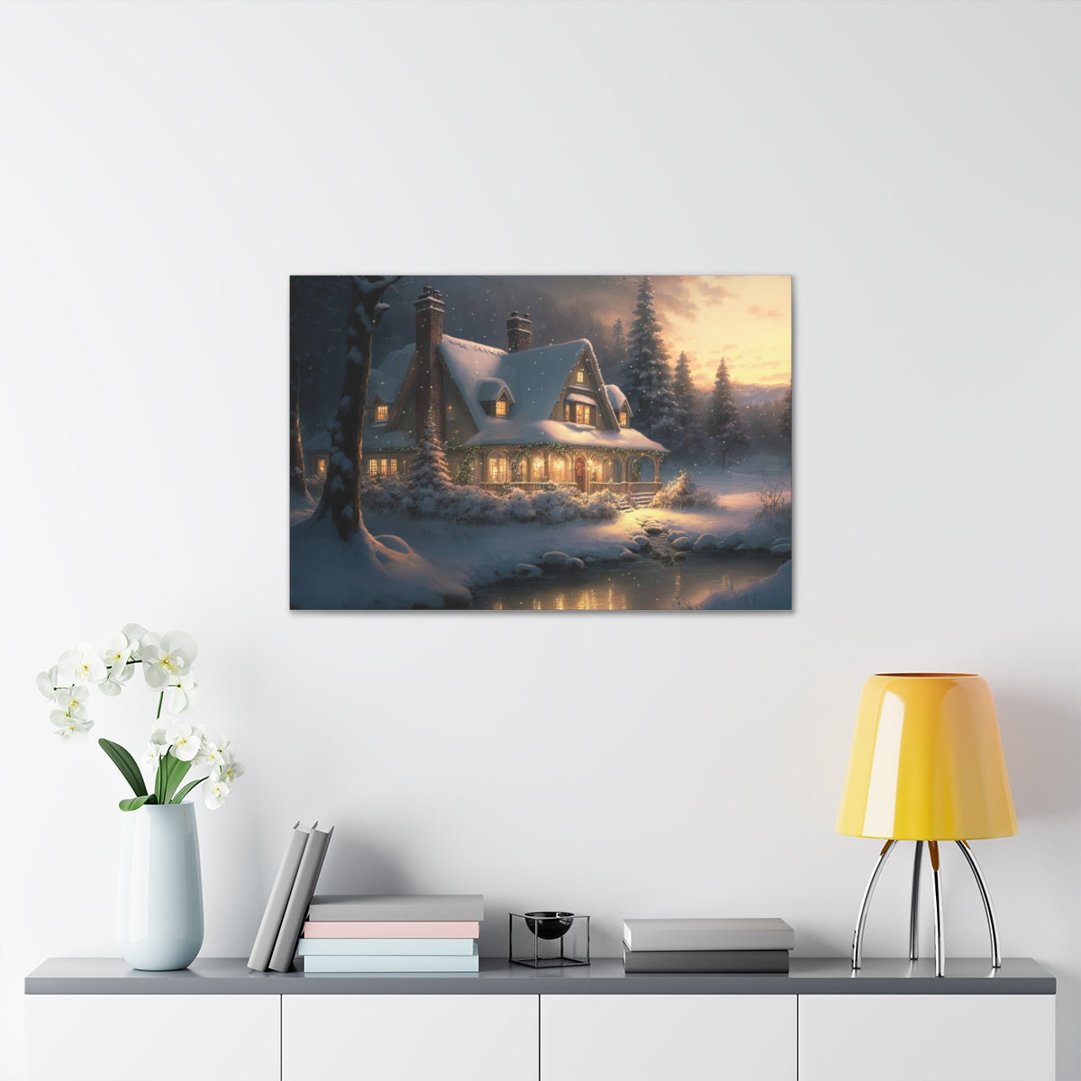 Christmas Home In The Snow - Canvas Gallery Wraps