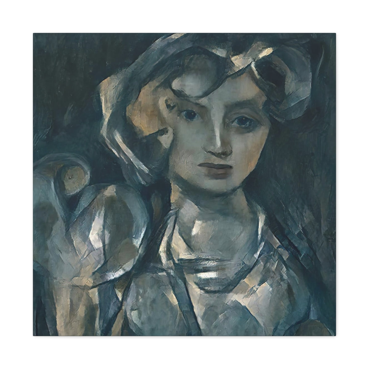 Cubist Woman With Hand Mirror - Canvas Gallery Wraps