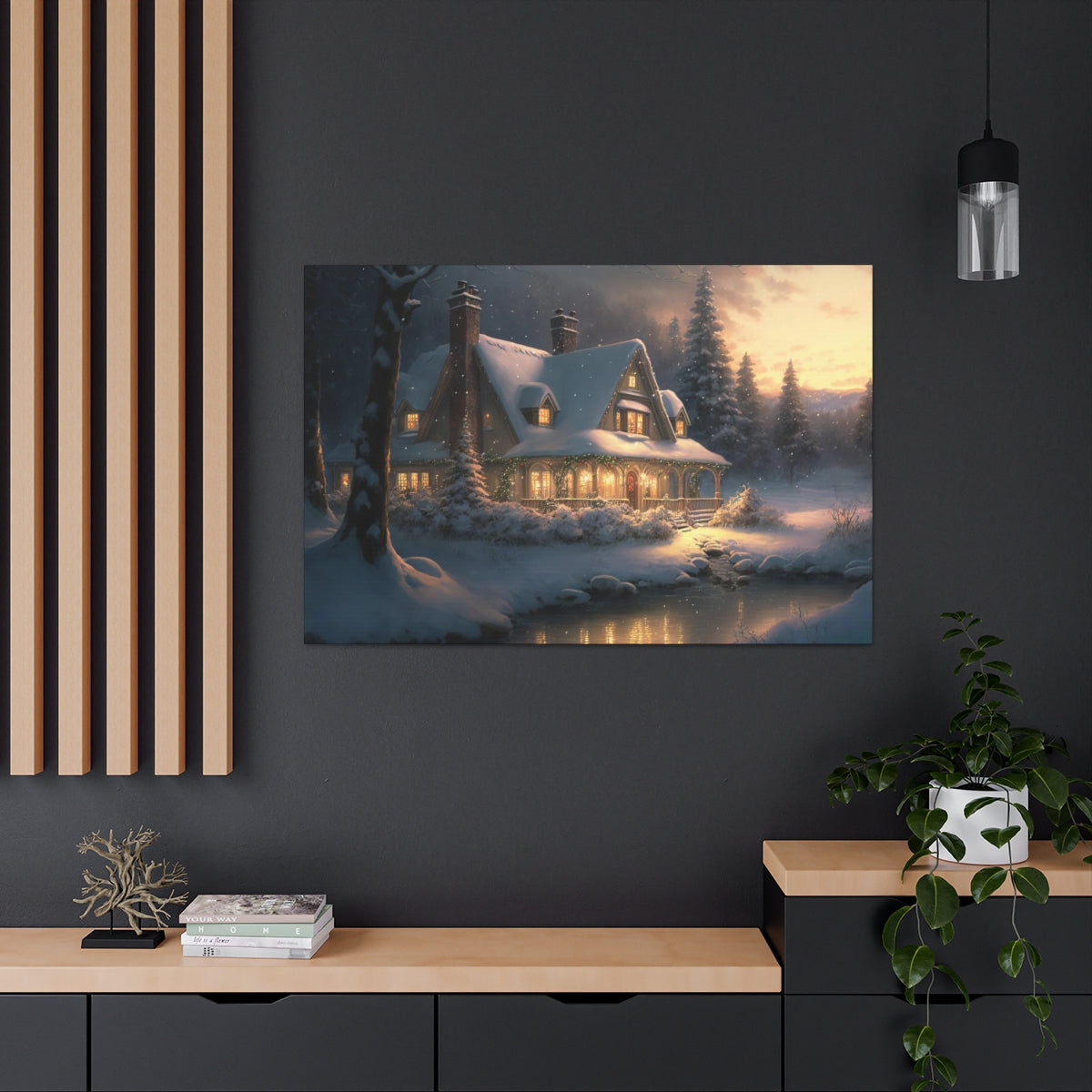 Christmas Home In The Snow - Canvas Gallery Wraps