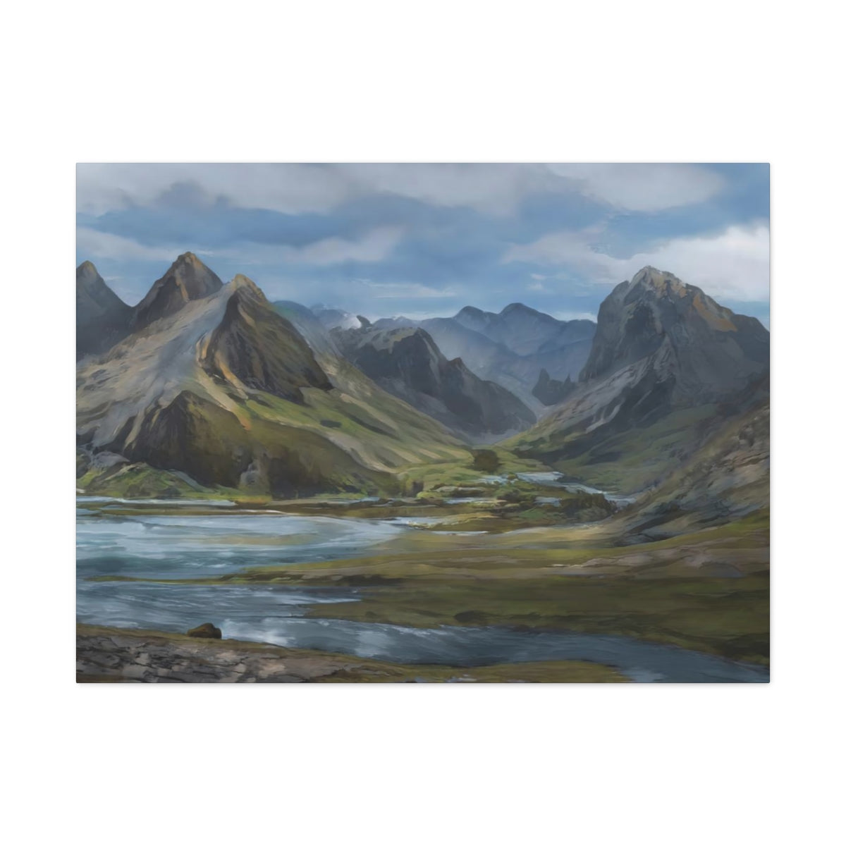 Mountainous River Valley - Canvas Gallery Wraps