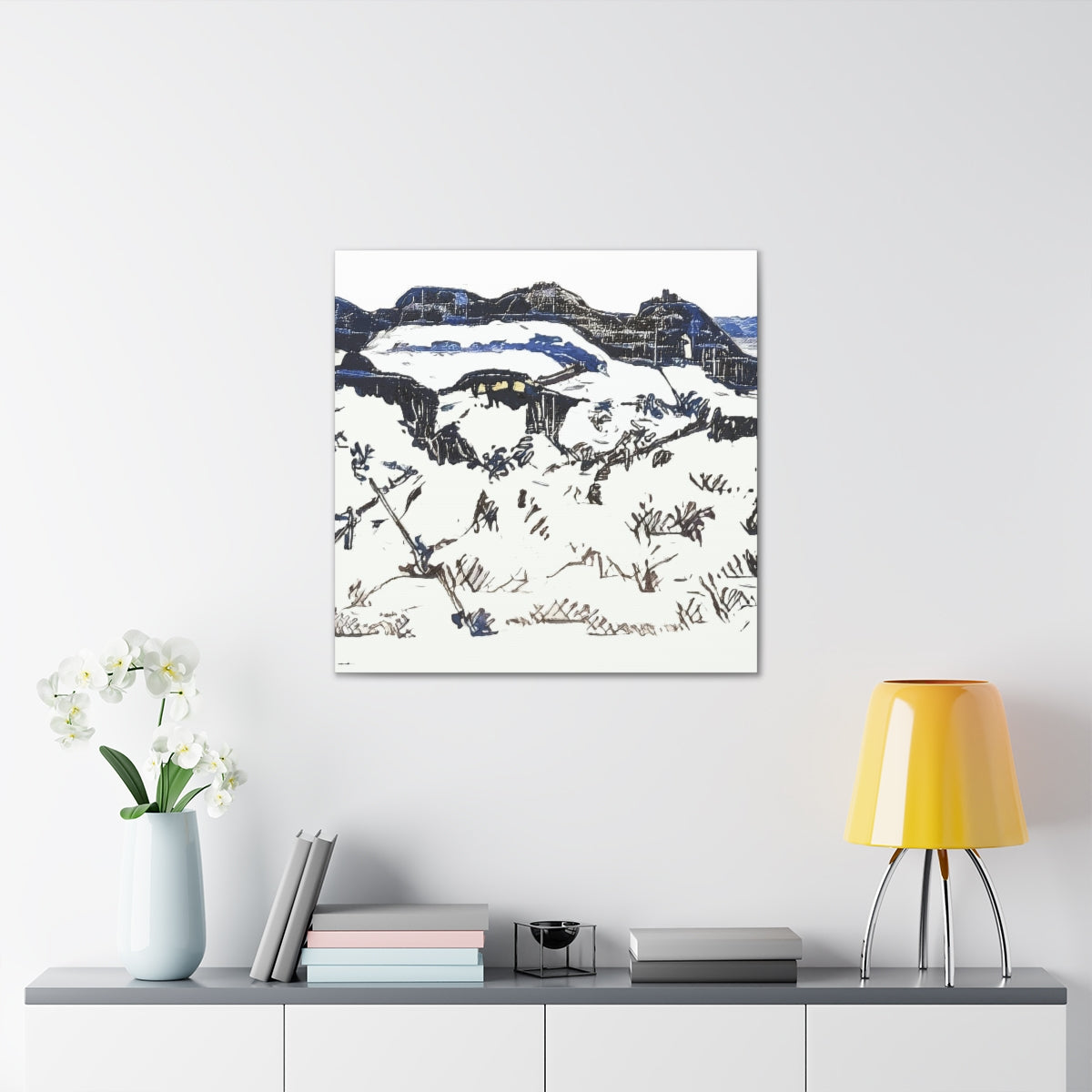 Blue Ink Winter Landscape - Canvas Gallery Wraps