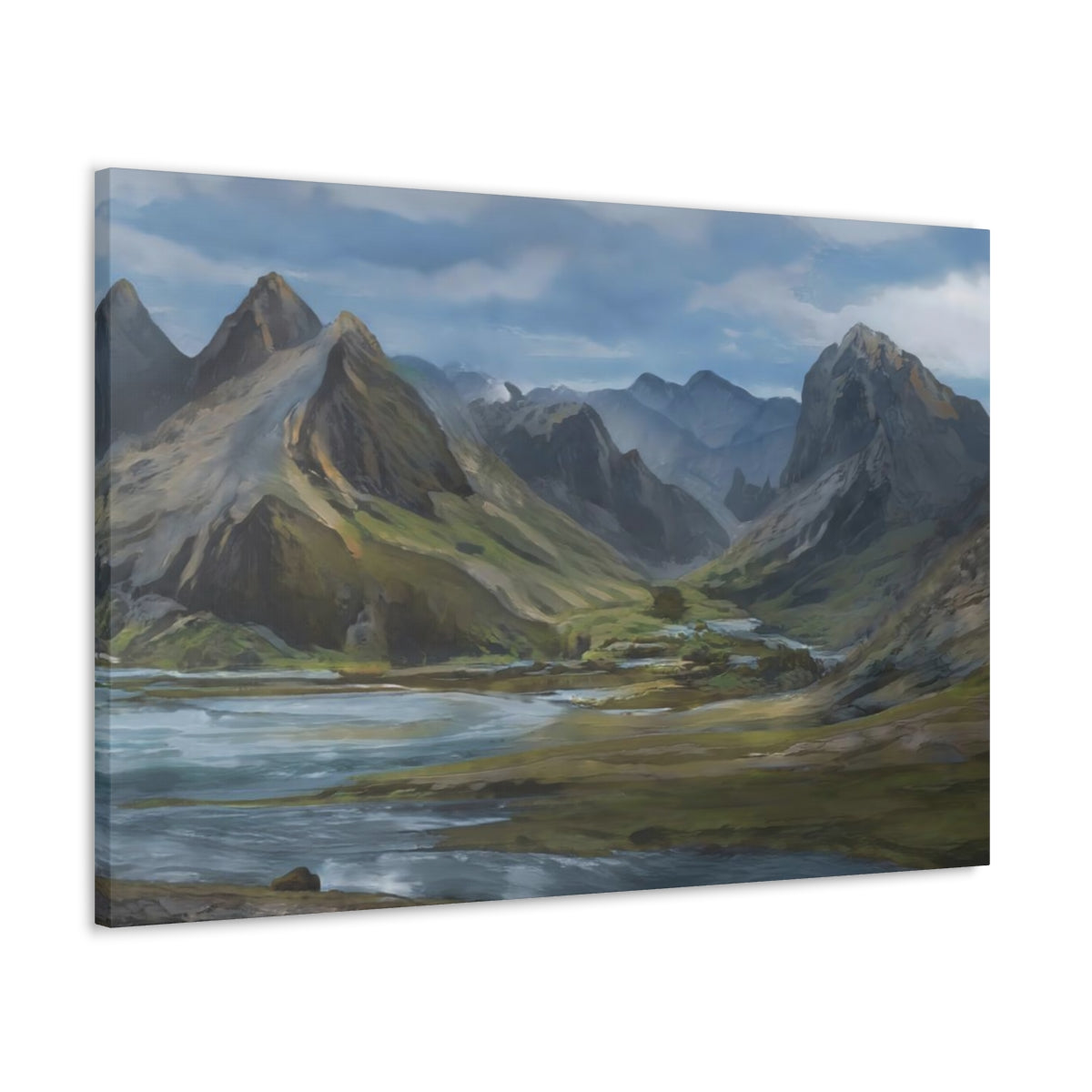 Mountainous River Valley - Canvas Gallery Wraps