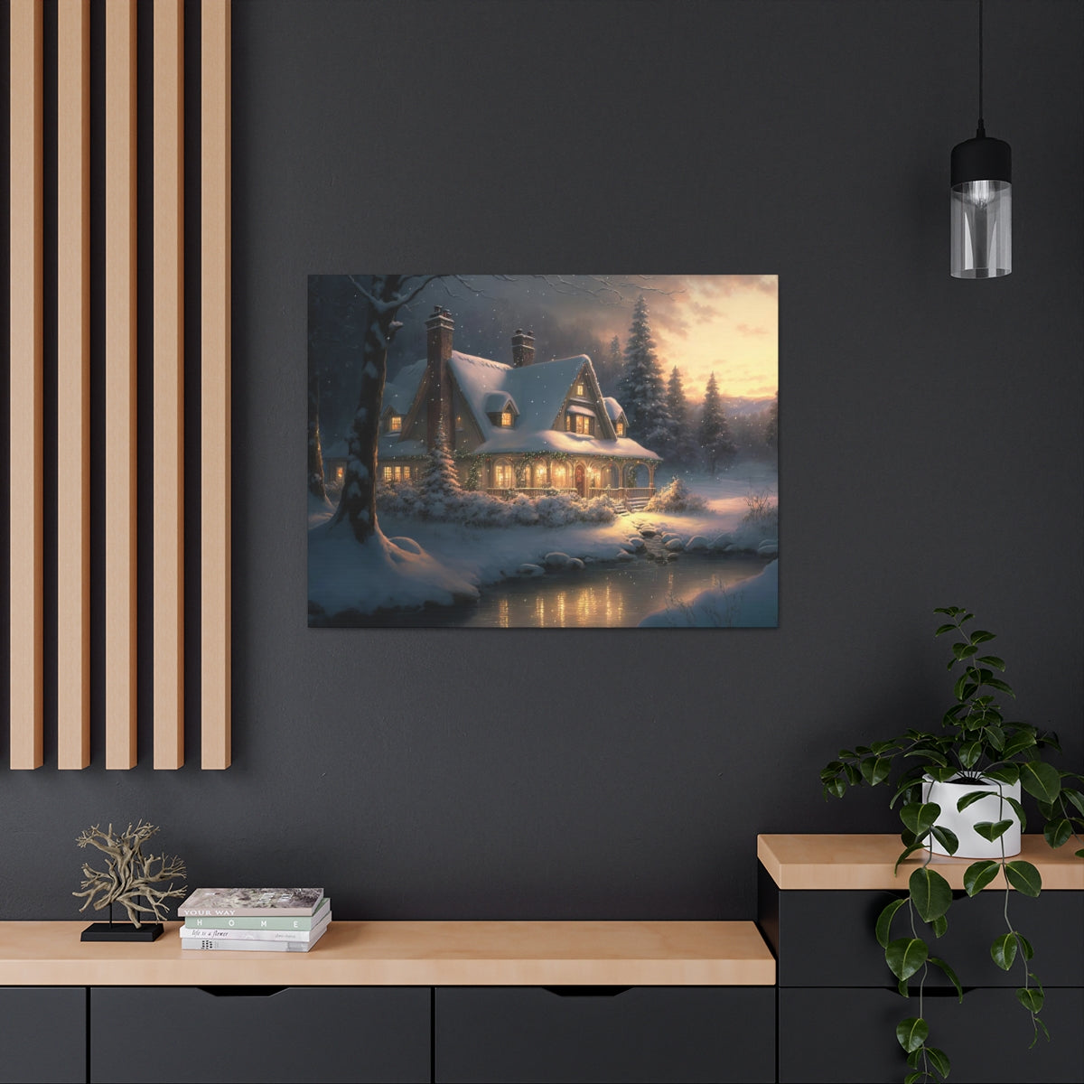 Christmas Home In The Snow - Canvas Gallery Wraps