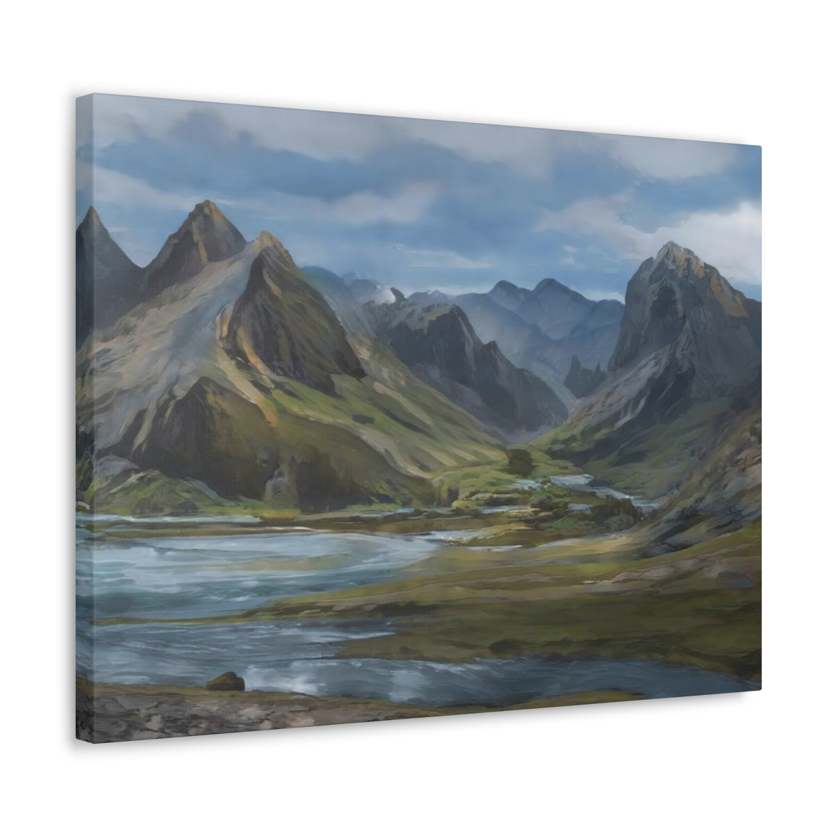 Mountainous River Valley - Canvas Gallery Wraps