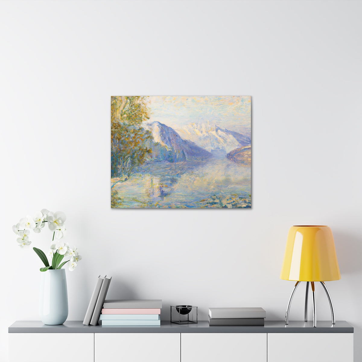 Impressionist Mountain Lake Landscape - Canvas Gallery Wraps