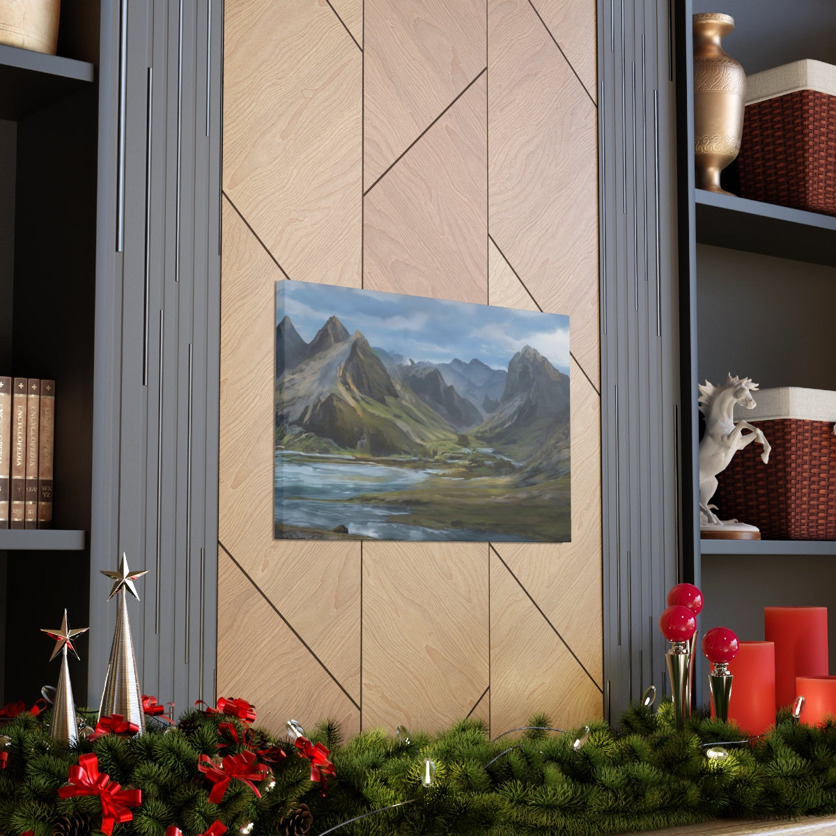 Mountainous River Valley - Canvas Gallery Wraps