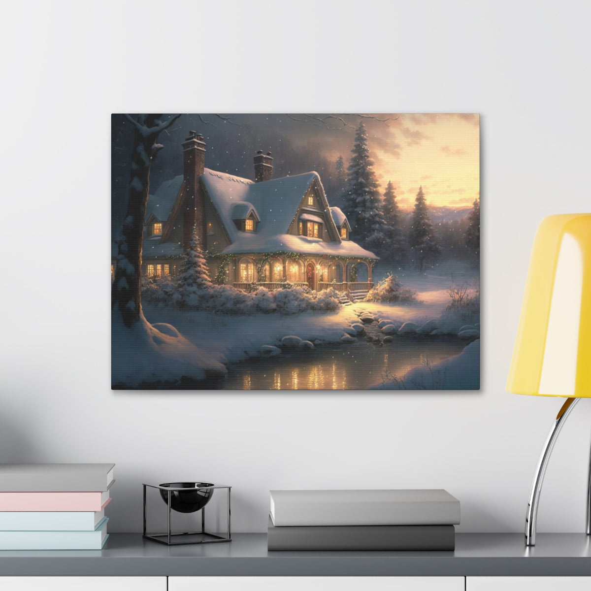 Christmas Home In The Snow - Canvas Gallery Wraps